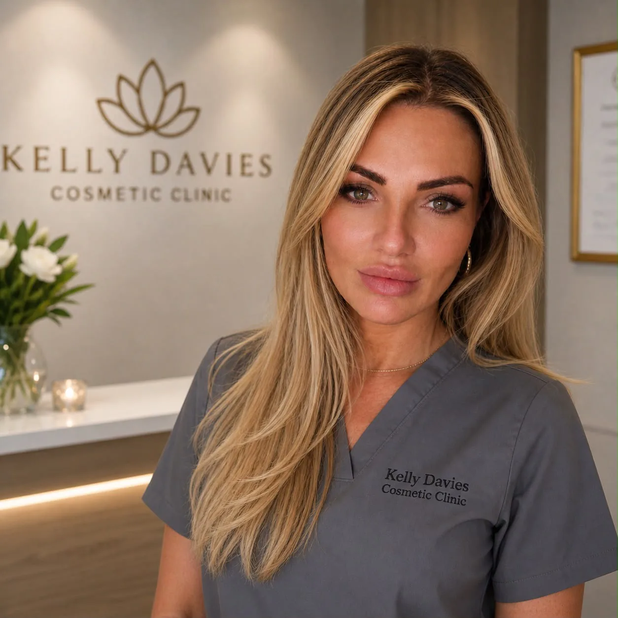 Kelly Davies in clinical uniform at the Formby clinic